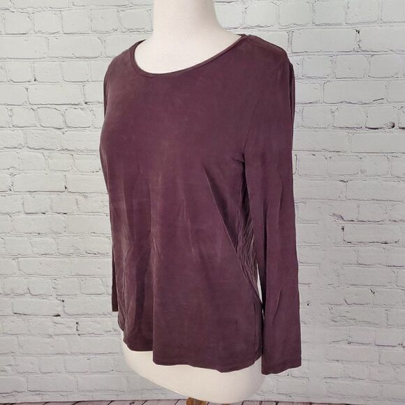 𝅺COS mahogany Brown Deep Plum Long Sleeve Stretch Top sz S NEW - Picture 2 of 7